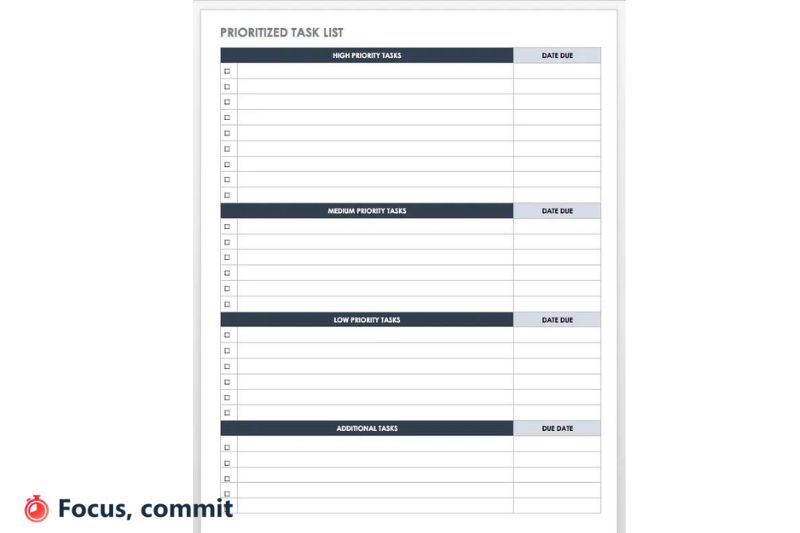 GTD Prioritized Task List Template