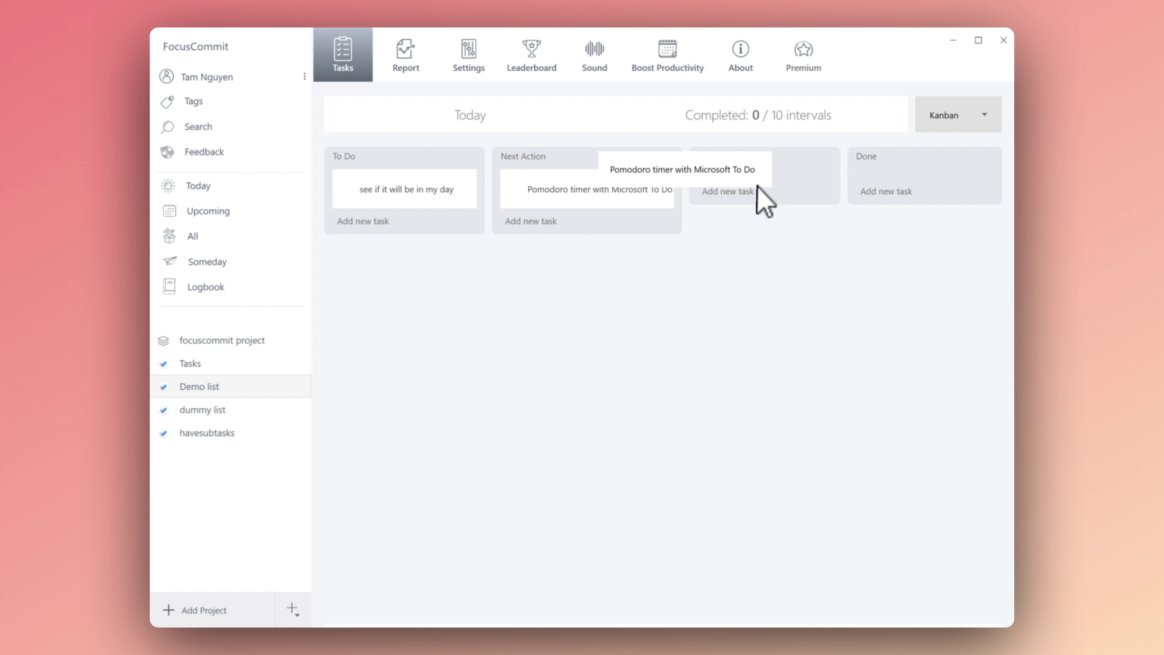 Microsoft To Do with Kanban Board